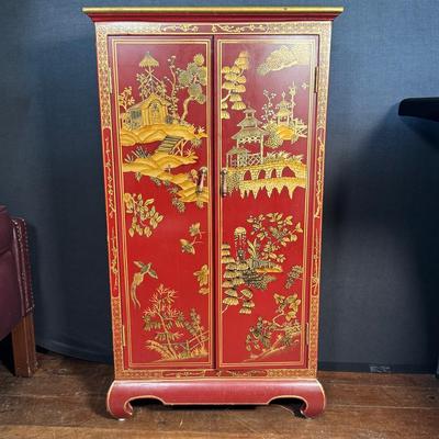 Chinese-Style Red Storage Cabinet