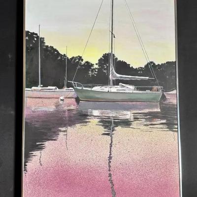 Original Sailboat Art On Canvas 