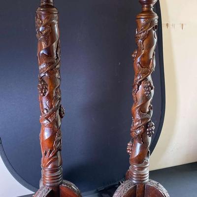 Two Carved Wood Stands