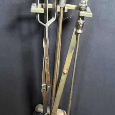 Brass Fireplace Set With Duck Heads