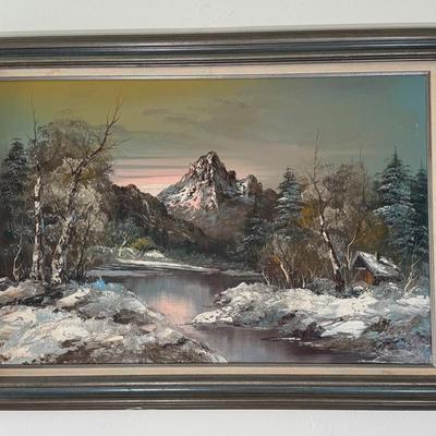 Mid-Century Alpine Scene by G.Whitman 