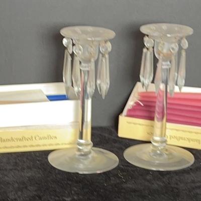 Glass Candelabra With Candles