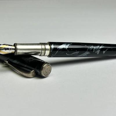 Montegrappa Sterling Silver-Trimmed Black Fountain Pen with 18K Nib
