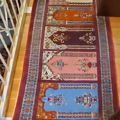 Handwoven Wool Runner Rug with Geometric Panels - 2'10"x8'7"