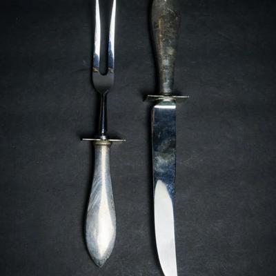 Web Sterling Silver 2-Piece Roast Carving Set –Stainless Steel Blades