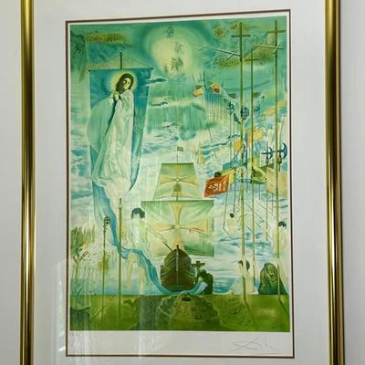 Salvador Dali “Discovering America” Signed Artist’s Proof Print - Framed 42x32”