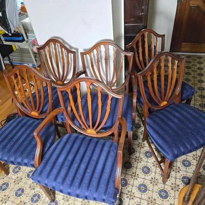 Regency Style Dining Chairs – 4 Side Chairs (22x18x38") & 2 Armchairs (25x19x38"), Set of 6