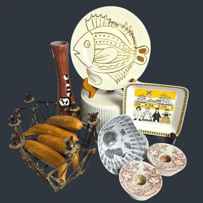 Arabia Finland Dish, Brutalist Fruit Basket, Rorstrand Bowl, Nymolle Candleholders & More