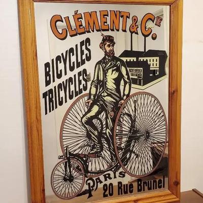 Clement Bicycles Reproduction Advertising Mirror 36x26” 