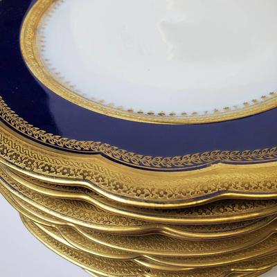 Antique Limoges France Cobalt & Gold Scalloped Plates (11) – 9.5" 