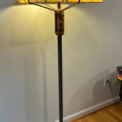 Mission Style Stained Glass Floor Lamp - 61”
