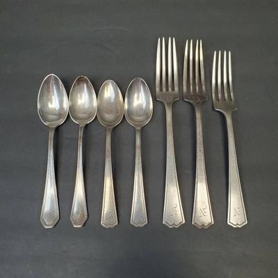 Sterling Silver Dinner Forks (3) & Tea Spoons (4), Monogrammed