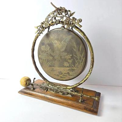 Antique Brass Dinner Gong With Mallet - 12”