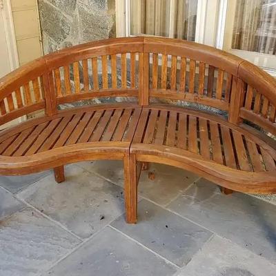 Curved Teak Garden Bench - 59x30x33”