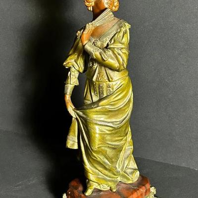 Victorian Spelter Figurine Charles Perron “L’Adieu” 10”h 
