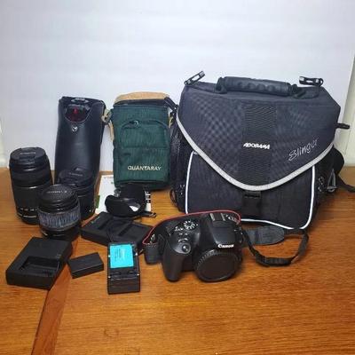 Canon Rebel SL2 Digital Camera With Lenses, Flash & Bag