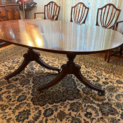 Regency Style Double Pedestal Oval Dining Table - 70x48x28”