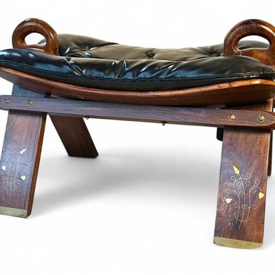 Vintage Camel Saddle Stool - 29x14x27”  