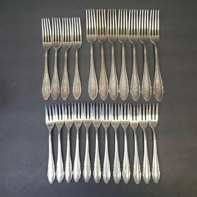 WMF 800 Silver Dinner Forks (11) & Dessert Forks (12), Monogrammed