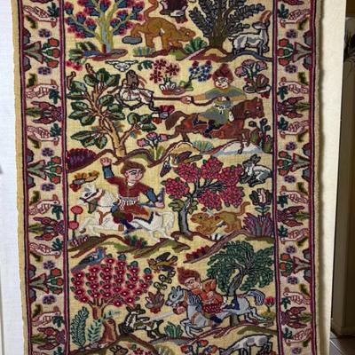Persian Hunting Rug/Tapestry - 3’10”x2’5”