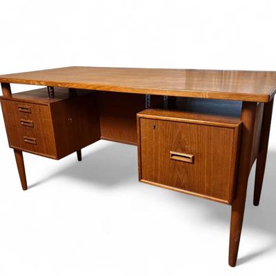 Danish Modern Teak Floating Top Desk - 57x27.5x29.25"