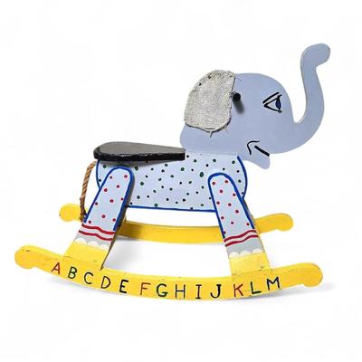 Folk Art Rocking Elephant - 33x12x26”