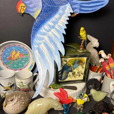 Bird & Other Animal Figurines, Fitz & Floyd Bird Mugs, Parrot Mobile & More
