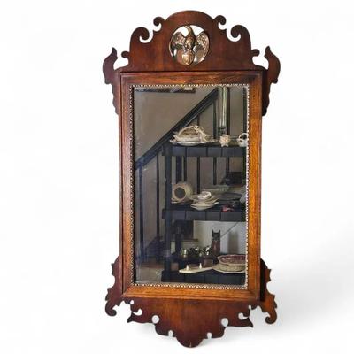 Chippendale Style Wall Mirror With Eagle Topper - 21x40”