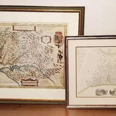Antique Philadelphia Map By Charles Knight & Reproduction Virginia Map