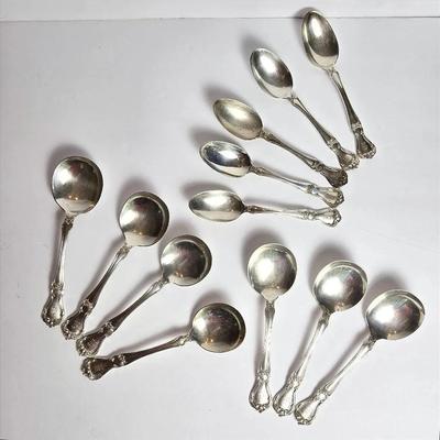 Sterling Silver Soup Spoons (7) & Teaspoons (5) – Patent 1910, Monogrammed