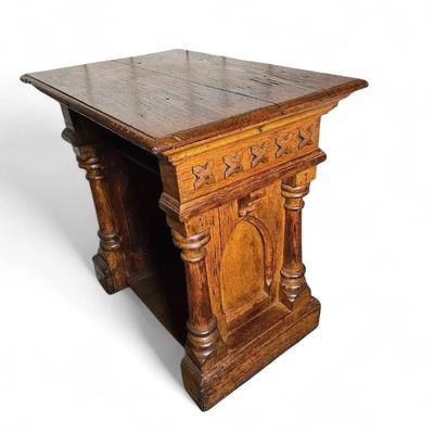 Gothic Style Wood Low Podium/Altar/Side Table - 30x21x30”