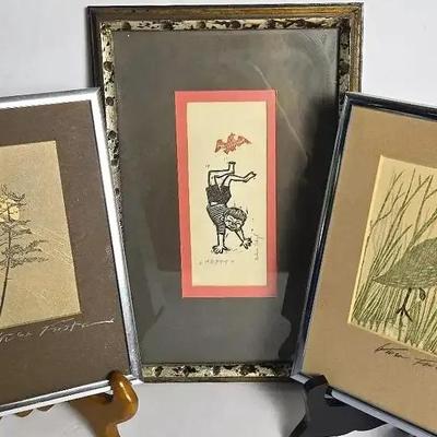 Helen Siegl Signed Print “Happy” Plus Gwen Frostic Signed Prints