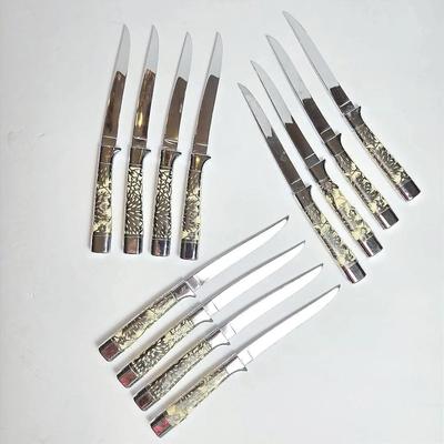 Carvel Hall by Briddell – Set of 12 Silver Filigree Steak Knives, 4.5" Blades