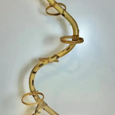 Snake Form Folk Art Bamboo Plant Stand 54”n