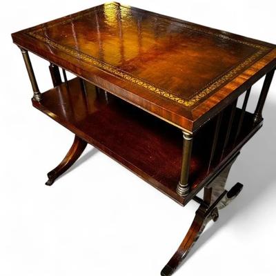 Leather Top Library/Side Table - 27x17x26”