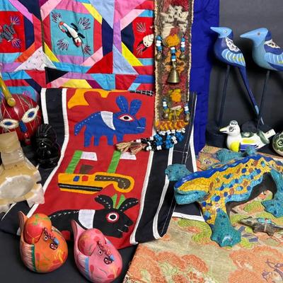 International Folk Art: Textiles, Animal Figurines & More