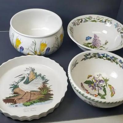 Portmeirion Botanic Garden Serving Bowls & Egret Tart Dish