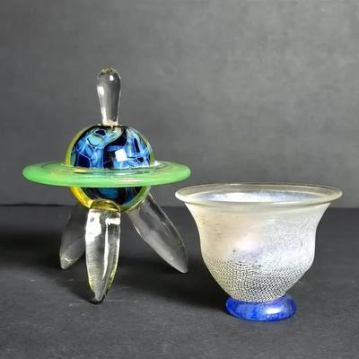 Kosta Boda Bowl By Bertil Vallien & Sumo Saturn Perfume Bottle