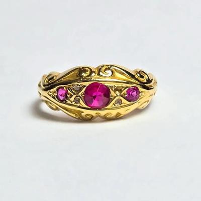 Vintage 14K Gold Ruby Ring - Size 4.75