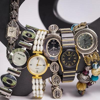 Sterling Silver Ecclissi & Judith Jack Ladies Watches; Plus Fossil & Leroy