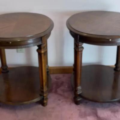 Pair of Oval Side Tables with Candle Drawers
