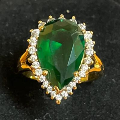 Sterling Silver With Green And Clear Stones