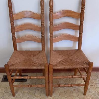 Ladderback Rush Seat Dining Side Chairs #2 (2)