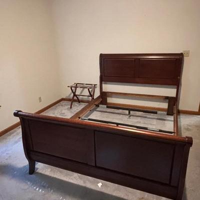 Full/Queen Sleigh Bed by Keller Mfg Co. and Luggage Stand