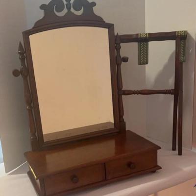 Dresser Top Shaving Mirror & Luggage Stand