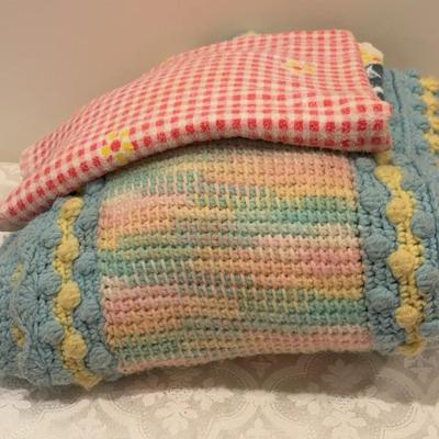 Vintage Crocheted Baby Blanket and Baby Blanket 
