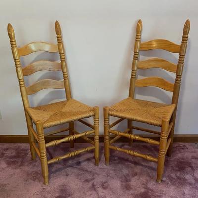 Ladderback Rush Seat Dining Room Side Chairs #1 (2)