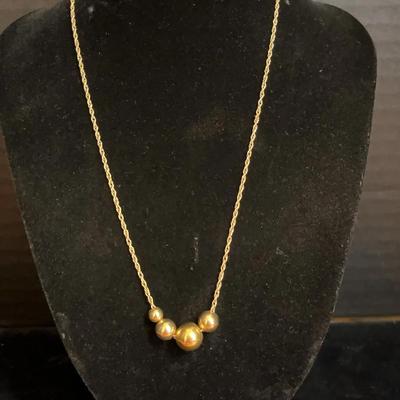 Gold 14k Gratuated Bead Necklace