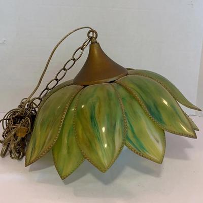 Faux Slag Glass Tulip Swag Pendant Light