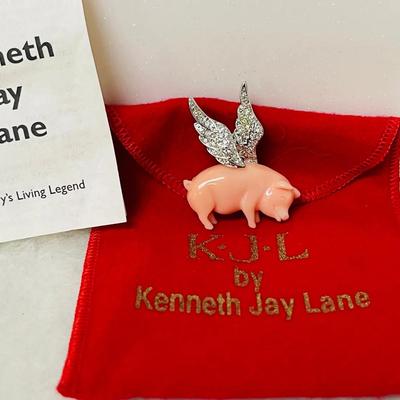 “Kenneth Jay Lane” When Pigs Fly Brooch